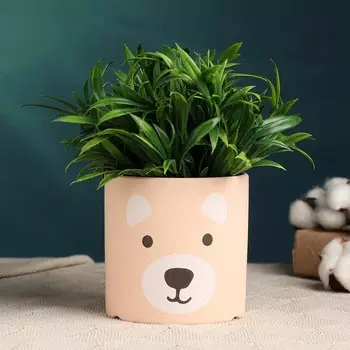 Декоративный горшок для цветов «Мишки», 111111 см, керамика, бежевый