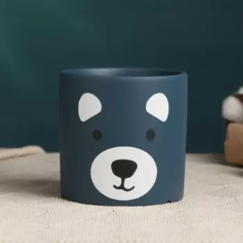 Горшок "Мишки" синий 11*11*11см