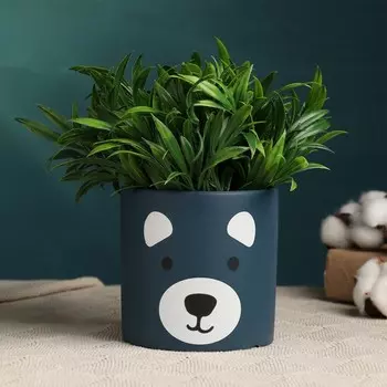 Горшок "Мишки" синий 11*11*11см