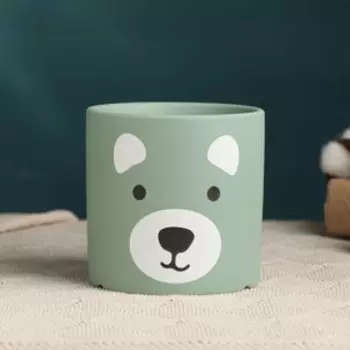Горшок "Мишки" зеленый 11*11*11см