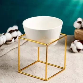 Горшок на подставке "Куб" на золотой подставке 17х12х12см