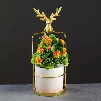 Горшок на подставке "Золотой олень" с подставкой 25*9см