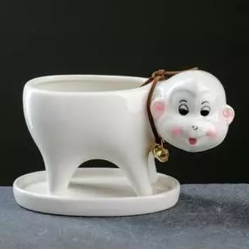 Горшок "Обезьянка" белое 15,5*7,5*10см