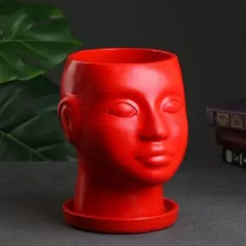 Горшок - органайзер "Голова" красное, 3 л/ 24х19см