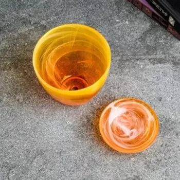 Горшок с поддоном №2 алебастр желто-оранжевый