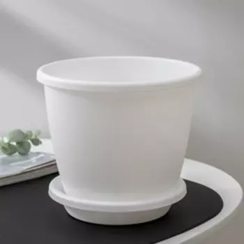 Горшок для цветов с поддоном «Альтернатива. Афина», 2.2 л, пластиковый, белый