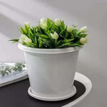 Горшок для цветов с поддоном «Альтернатива. Эконом», 3 л, пластиковый, белый