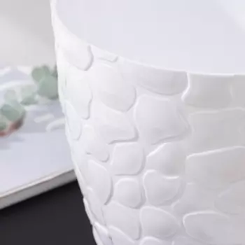 Горшок для цветов с поддоном «Камешки», 5 л, пластиковый, белый