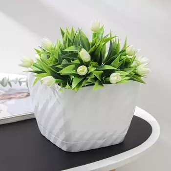 Горшок для цветов с поддоном СибПолимер «Классика», 2 л, пластик, белый