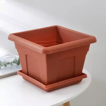 Горшок для цветов с поддоном «Квадро», 5,1 л, цвет терракотовый