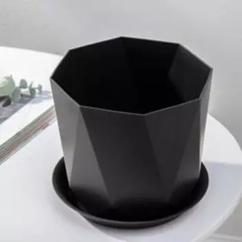 Горшок для цветов с поддоном «Призма», 2.6 л, пластиковый, графитовый