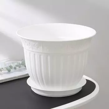 Горшок с поддоном «Виноград», 4 л, цвет белый