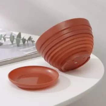 Горшок для цветов с поддоном «Алиса», 500 мл, d=13 см, h=8 см, цвет терракот