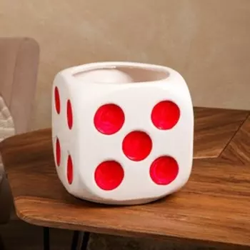 Горшок садовый для цветов "Кубик", без поддона, красный, белый, керамика, без поддона, 7 л, Иран