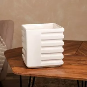 Горшок садовый для цветов "Пирамида", без поддона, белый, керамика, 5.5 л, 1 сорт, Иран