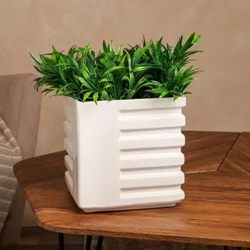 Горшок садовый для цветов "Пирамида", без поддона, белый, керамика, 5.5 л, 1 сорт, Иран