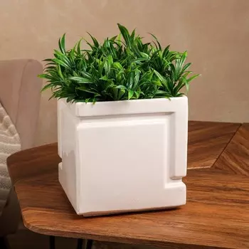 Горшок садовый для цветов "Пирамида", без поддона, белый, керамика, 5.5 л, 1 сорт, Иран