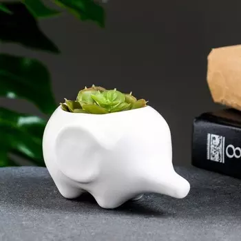 Горшок для цветов «Слоник Уайти» керамический, 150 мл, 1076.5 см, белый