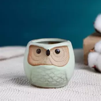 Горшок для цветов «Сова Ухта», 200 мл, 6.56.56 см, керамика, бирюзовый