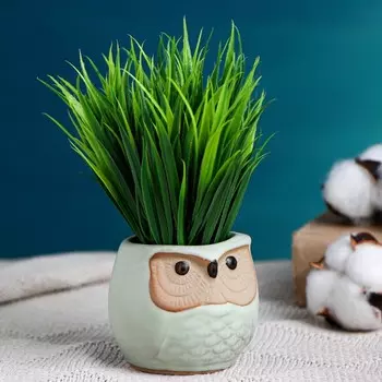 Горшок для цветов «Сова Ухта», 200 мл, 6.56.56 см, керамика, бирюзовый