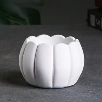 Фигурное кашпо для цветов «Тыква», 150 мл, 8.58.56 см, гипс, белое
