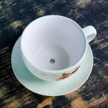 Горшок для цветов в форме чашки «Эмма: цветы» керамический, с поддоном, 1.2 л, 191510 см, белый с рисунком