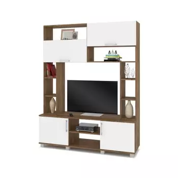 Гостиная 1500мм Ева Е75 1500х420х1900 Табачный дуб/белый