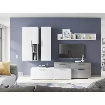 Гостиная Альберо белый/графит серый