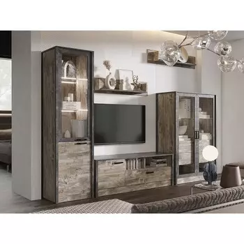 Гостиная «Амели», 3122 490 2016 мм, цвет дуб юкон / тёмный бетон