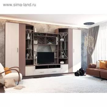 Гостиная «Атланта», без зеркал, цвет ясень шимо светлый, ясень шимо тёмный