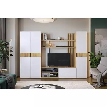 Гостиная комплект «Бери К2», с шкафами, 26003501826 мм, цвет дуб крафт золотой/белое дерево