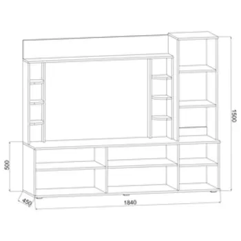 Гостиная Бридж, 1840 × 450 × 1500, Венге/Дуб молочный