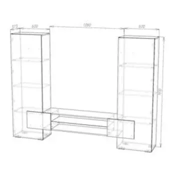 Гостиная Инкастро 1, 2580х1910х373, Белый/Черный глянец/Венге