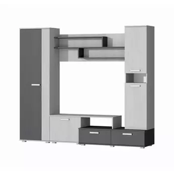 Стенка в гостиную «Юна», с шкафами, с полками, 22004801870 мм, цвет анкор светлый/графит