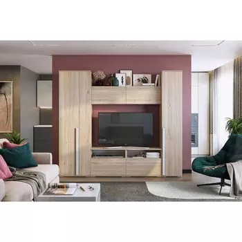 Гостиная «Лайк К25», 2420 420 2100 мм, цвет дуб мария / галька