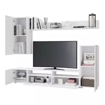 Гостиная «Лира», 21301680350 мм, цвет белый матовый/бетон