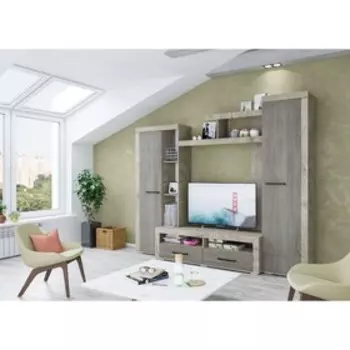 Гостиная Марсель-4 2480х514х2108 эндгрейн/ясень анкор темный