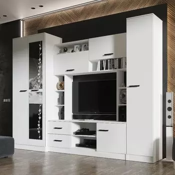 Стенка для гостиной «МАРТА-11», 27005002100 мм, цвет белый