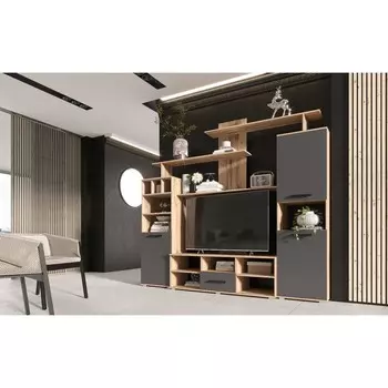 Гостиная «Мини 2», 23544502152 мм, цвет графит / дуб крафт