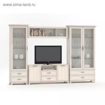 Гостиная модульная «Мирелла 2», с шкафами, со стеклом, 32356002097 мм, цвет бодега светлая