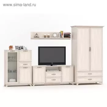 Гостиная модульная «Мирелла 4», с шкафами, со стеклом, 34696002097 мм, цвет бодега светлая