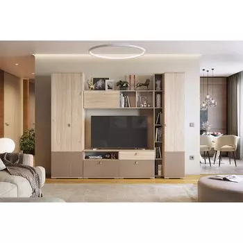 Гостиная «Модерн К47», 2610 × 420 × 2100 мм, цвет дуб мария / бронза