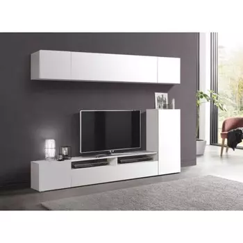 Гостиная Прага-5, 2130х350х1700, Белый/Белый глянец снег