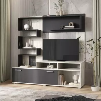 Гостиная «Рица», 16004001570 мм, цвет дуб крафт белый / графит