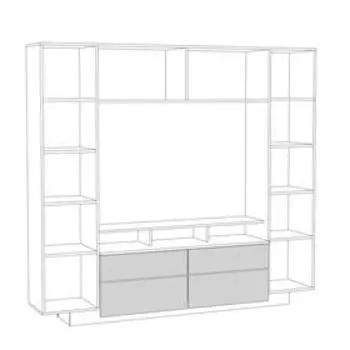 Гостиная Румба 03.272, ниша 1300х874, 2188х384х1950, Белое дерево/Белый глянец МДФ