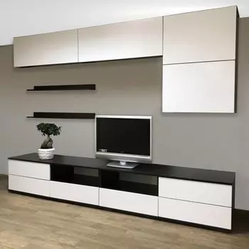 Гостиная Тренто МДФ, 2466х2132х473, Венге/Белый глянец