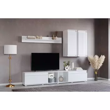 Гостиная Женева, 2200х370х1600, Белый/Белый