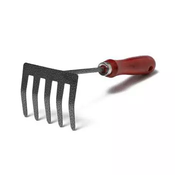 Малые прямые грабли, 5 зубцов, длина 25 см, металл, деревянная ручка, Greengo