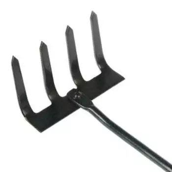 Малые прямые грабли, 4 зубцов, длина 31 см, металл, пластиковая ручка