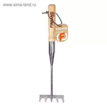 Грабли прямые, 5 зубцов, длина 30 см, с деревянной рукояткой